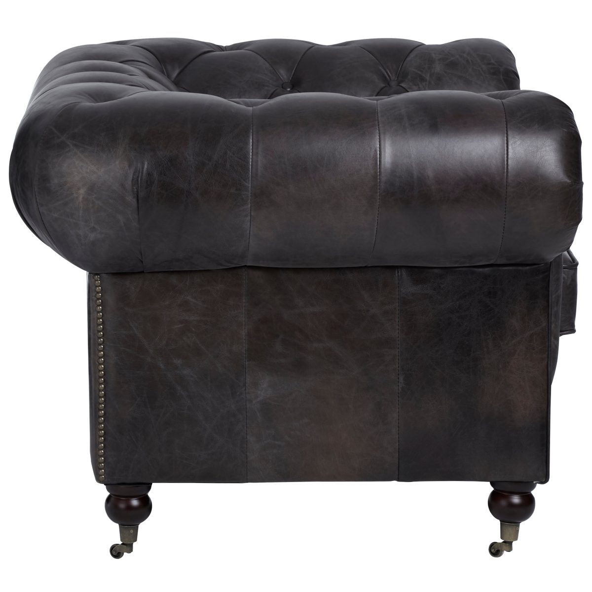 Empire Leather Armchair - Dark Grey