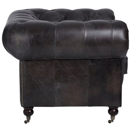 Empire Leather Armchair - Dark Grey