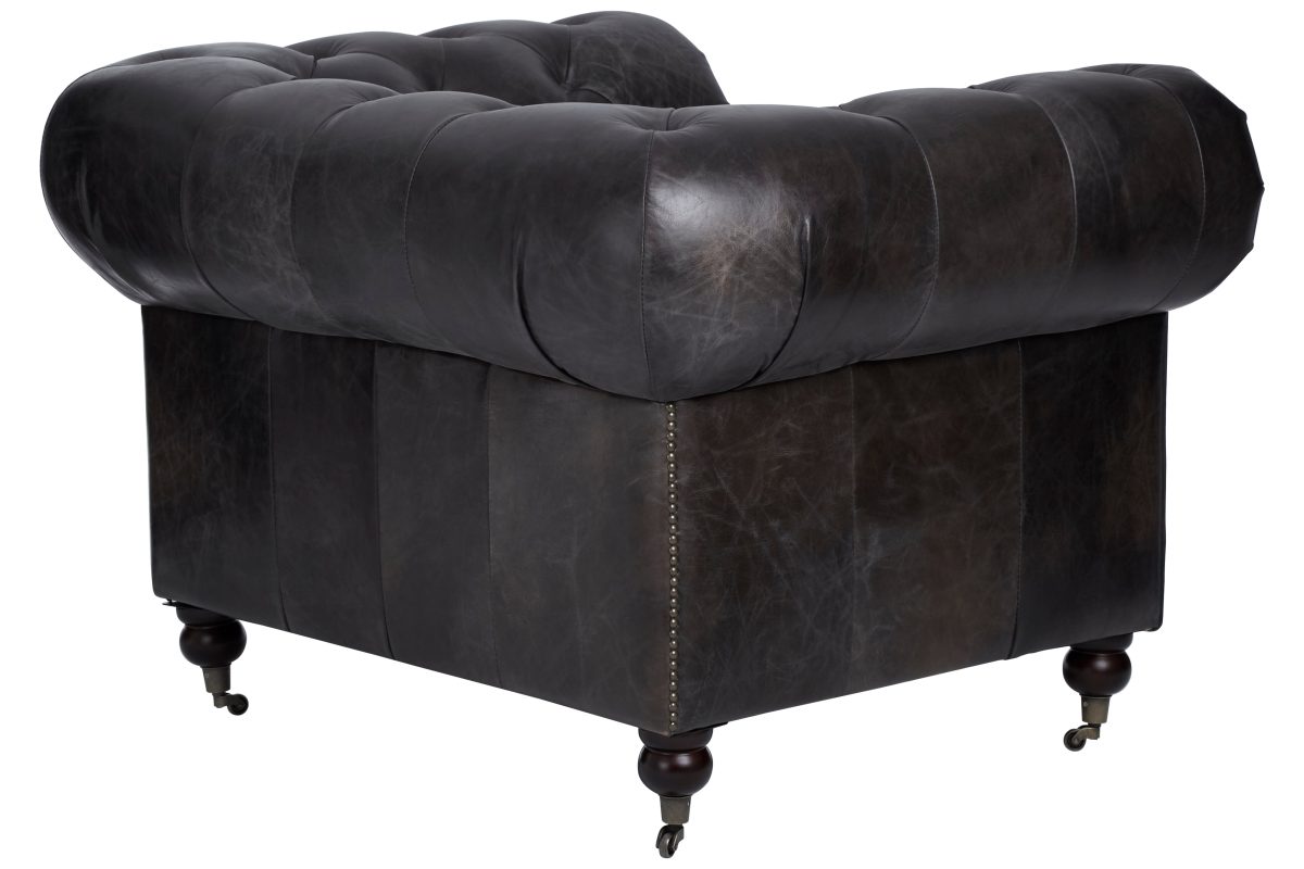 Empire Leather Armchair - Dark Grey