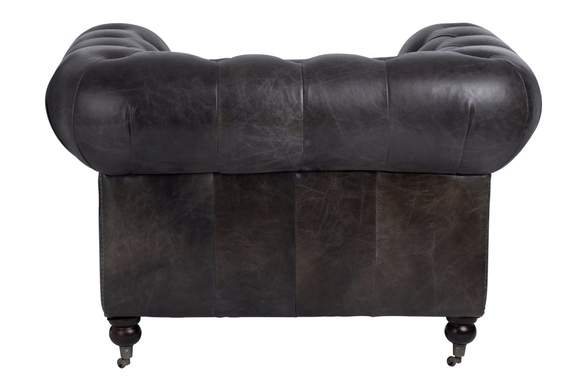 Empire Leather Armchair - Dark Grey
