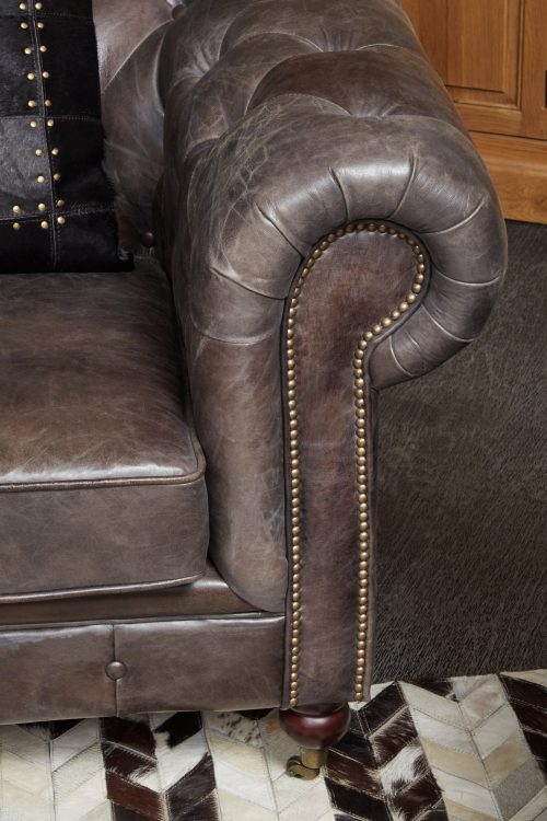 Empire Leather Armchair - Dark Grey