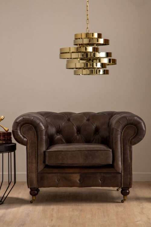 Empire Leather Armchair - Dark Grey