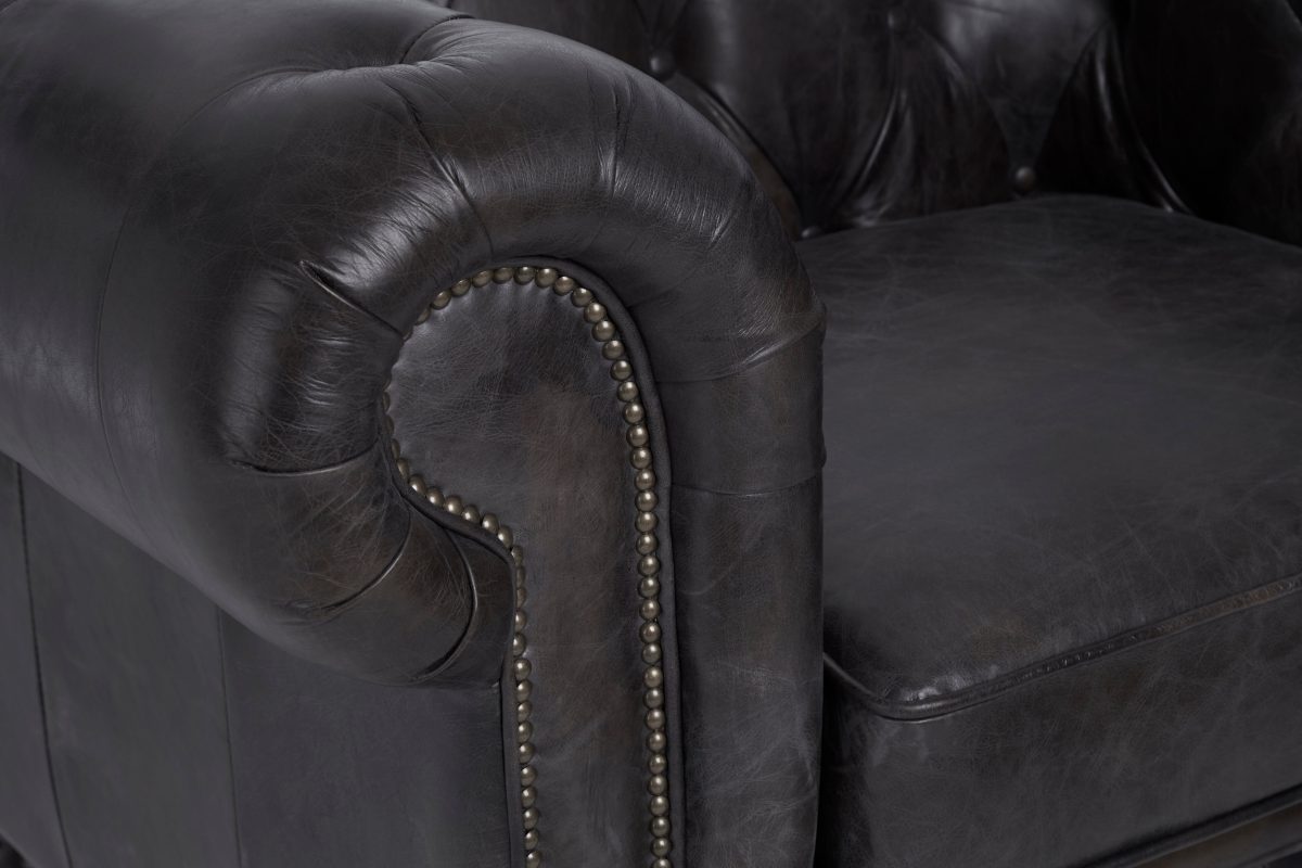 Empire Leather Armchair - Dark Grey