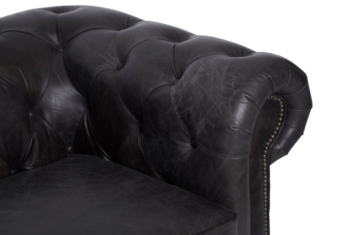 Empire Leather Armchair - Dark Grey