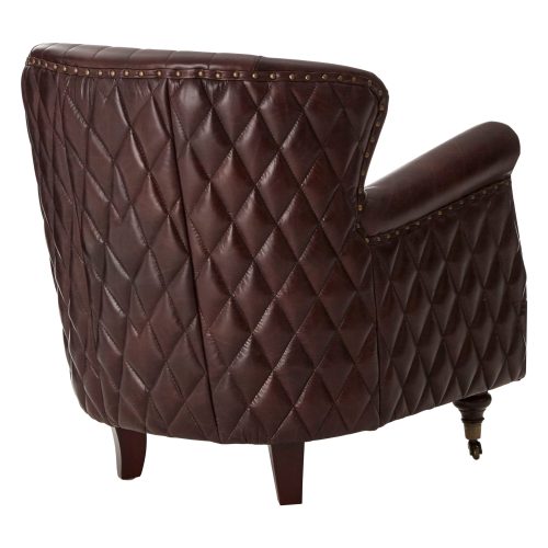 Empire Quilted Leather Wingback Armchair - Coffee