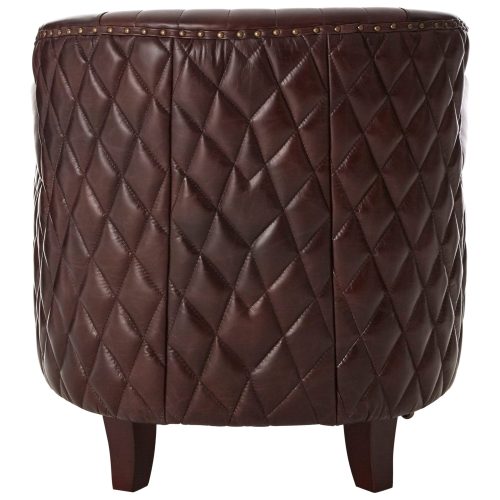 Empire Quilted Leather Wingback Armchair - Coffee