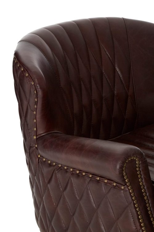 Empire Quilted Leather Wingback Armchair - Coffee