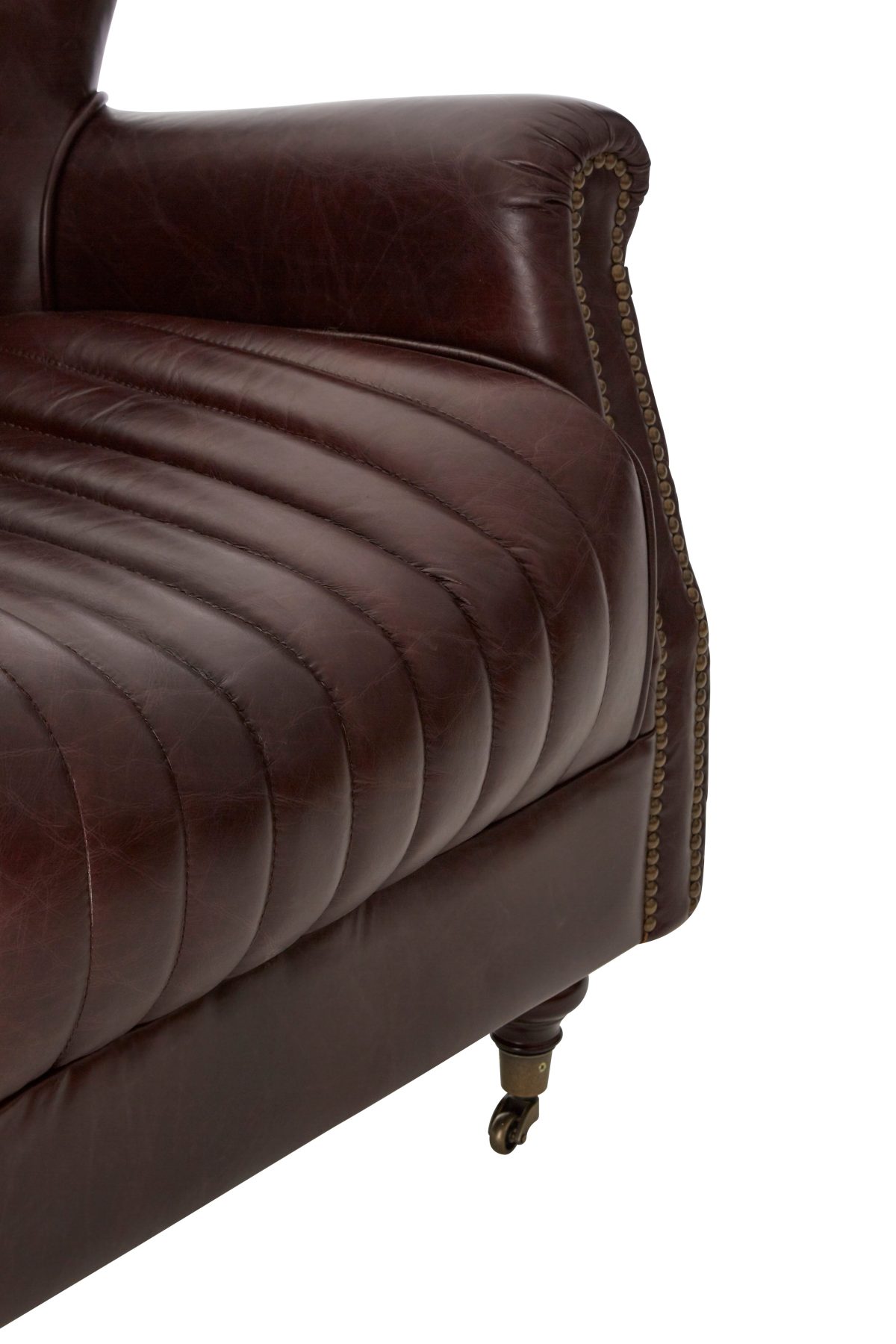 Empire Quilted Leather Wingback Armchair - Coffee