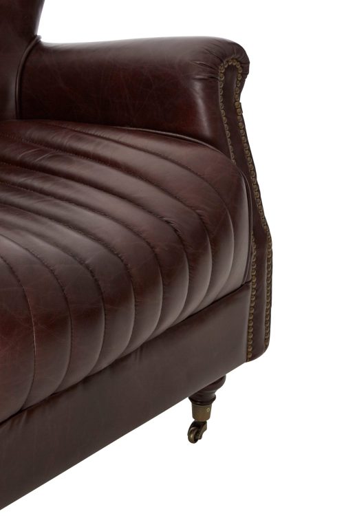 Empire Quilted Leather Wingback Armchair - Coffee