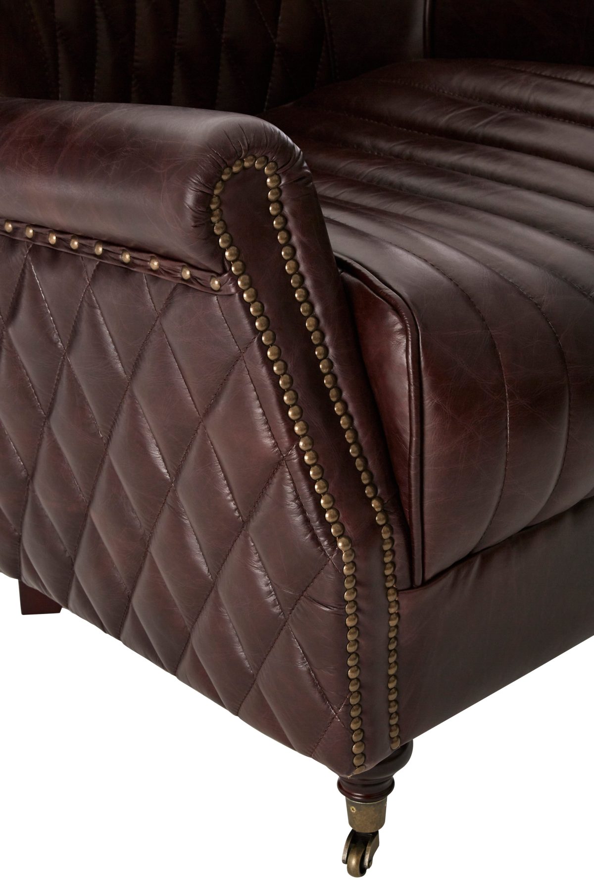 Empire Quilted Leather Wingback Armchair - Coffee