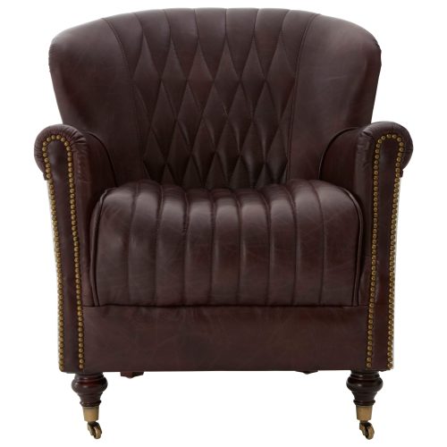 Empire Statement Metal Armchair - Coffee Leather