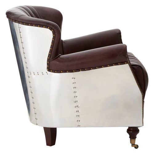 Empire Statement Metal Armchair - Coffee Leather