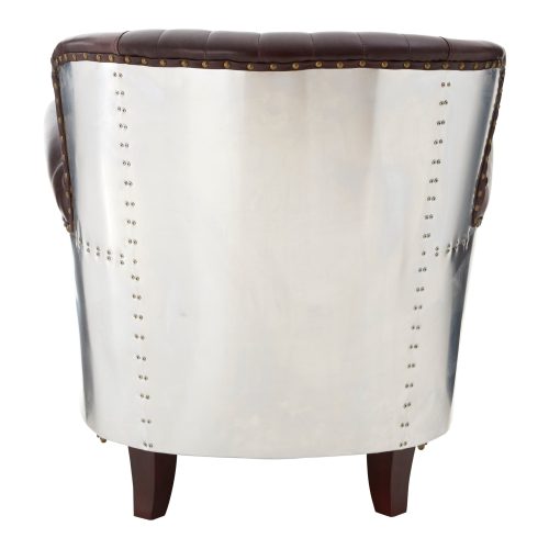 Empire Statement Metal Armchair - Coffee Leather