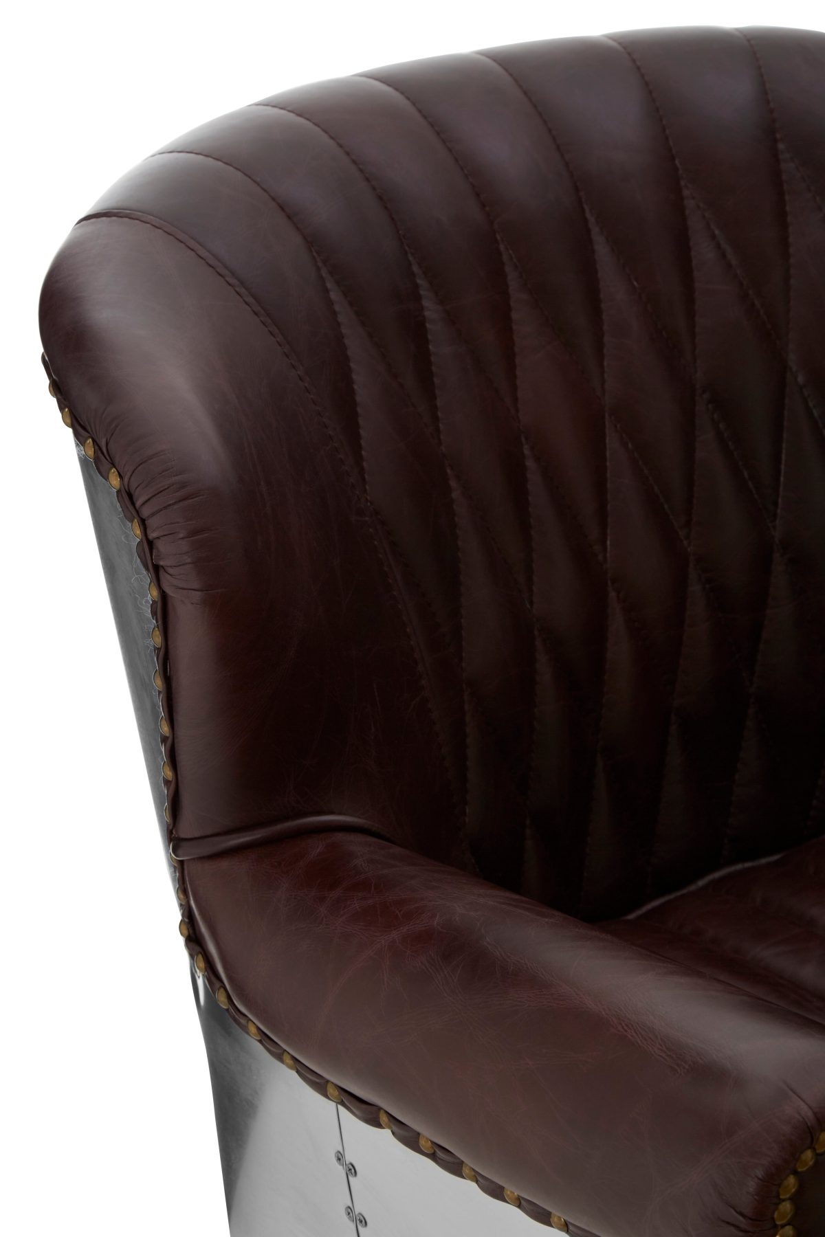 Empire Statement Metal Armchair - Coffee Leather