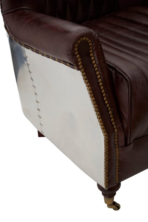 Empire Statement Metal Armchair - Coffee Leather