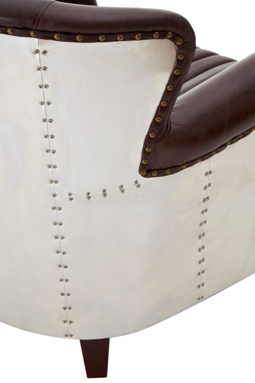 Empire Statement Metal Armchair - Coffee Leather