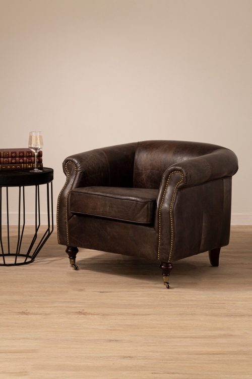Empire Leather Armchair - Grey
