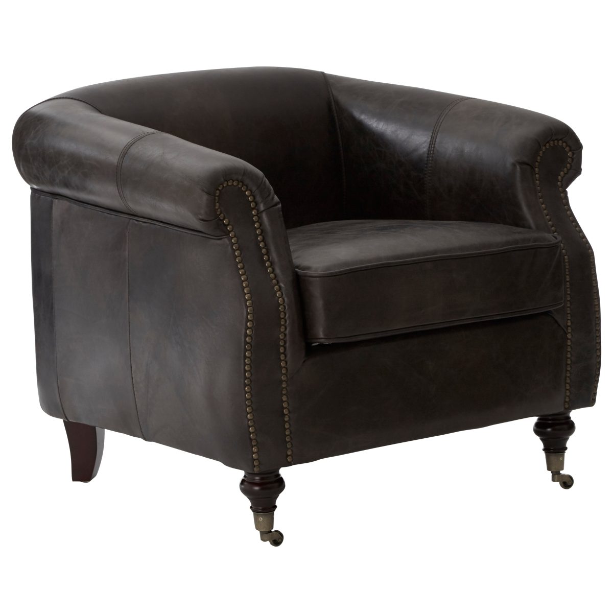 Empire Leather Armchair - Grey