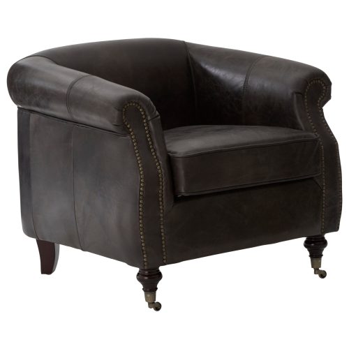 Empire Leather Armchair - Grey