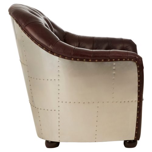 Empire Classic Statement Metal Armchair - Coffee Leather
