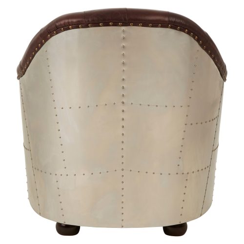 Empire Classic Statement Metal Armchair - Coffee Leather