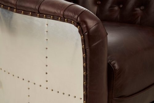 Empire Classic Statement Metal Armchair - Coffee Leather