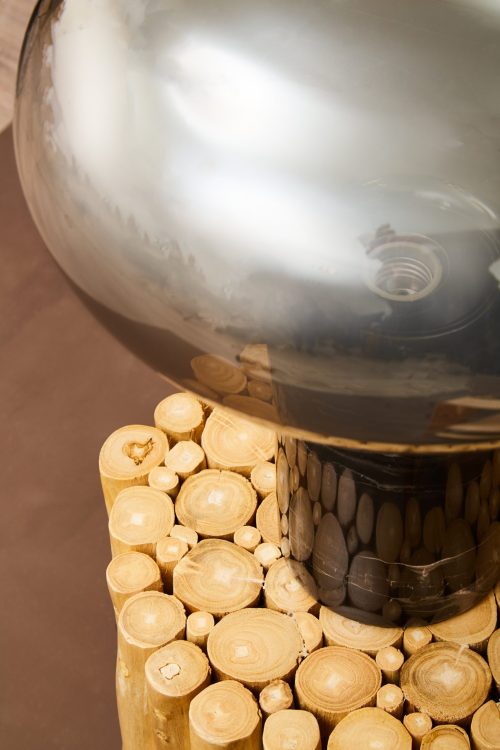 Kemp Black Marble and Smoked Glass Table Lamp