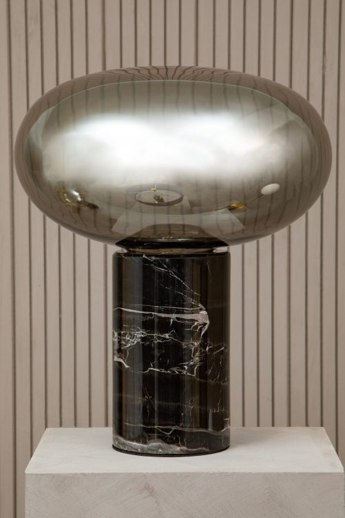 Kemp Black Marble and Smoked Glass Table Lamp