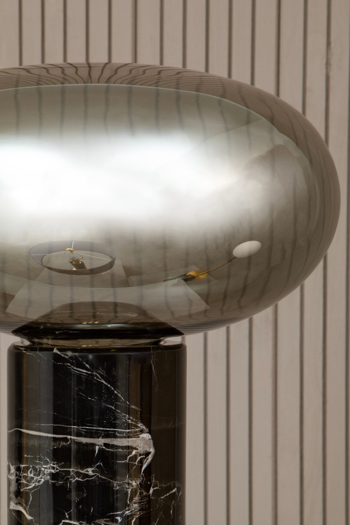 Kemp Black Marble and Smoked Glass Table Lamp