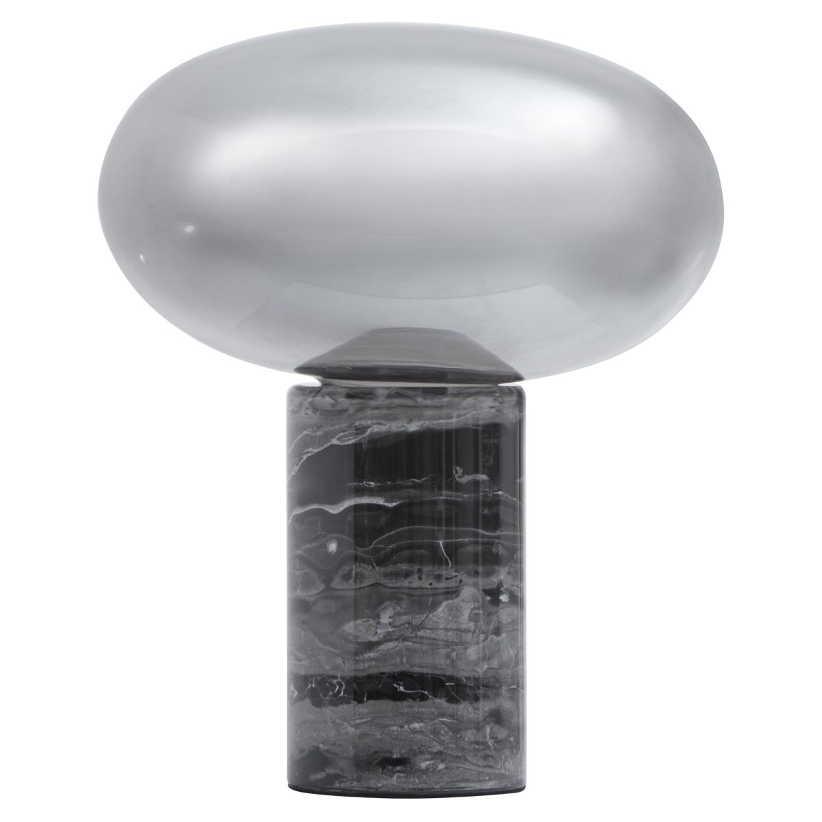 Kemp Black Marble and Smoked Glass Table Lamp