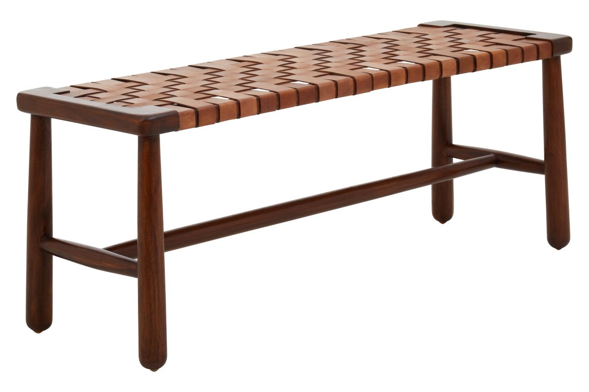 Faro Leather Weave Bench