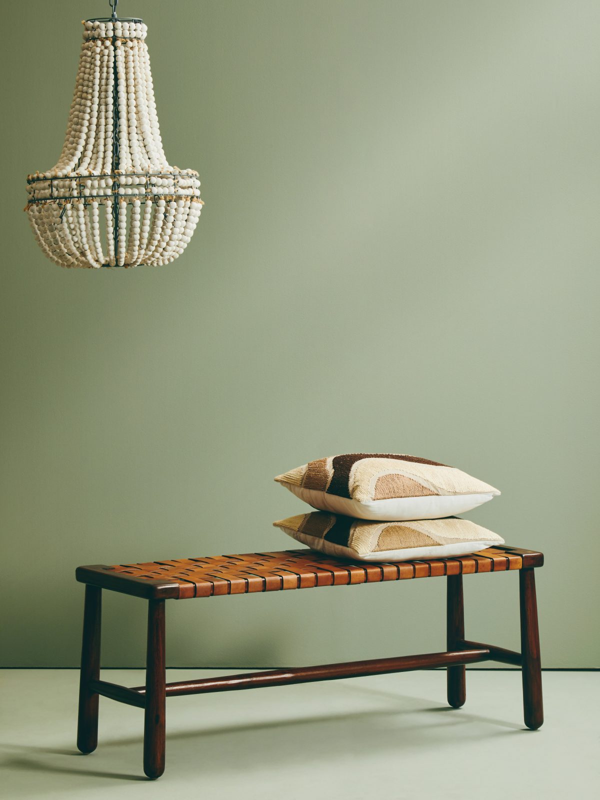 Faro Leather Weave Bench