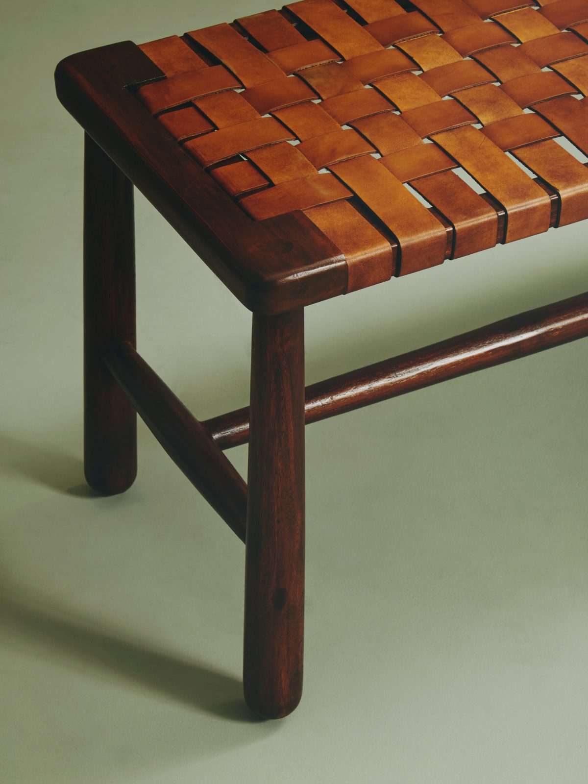 Faro Leather Weave Bench