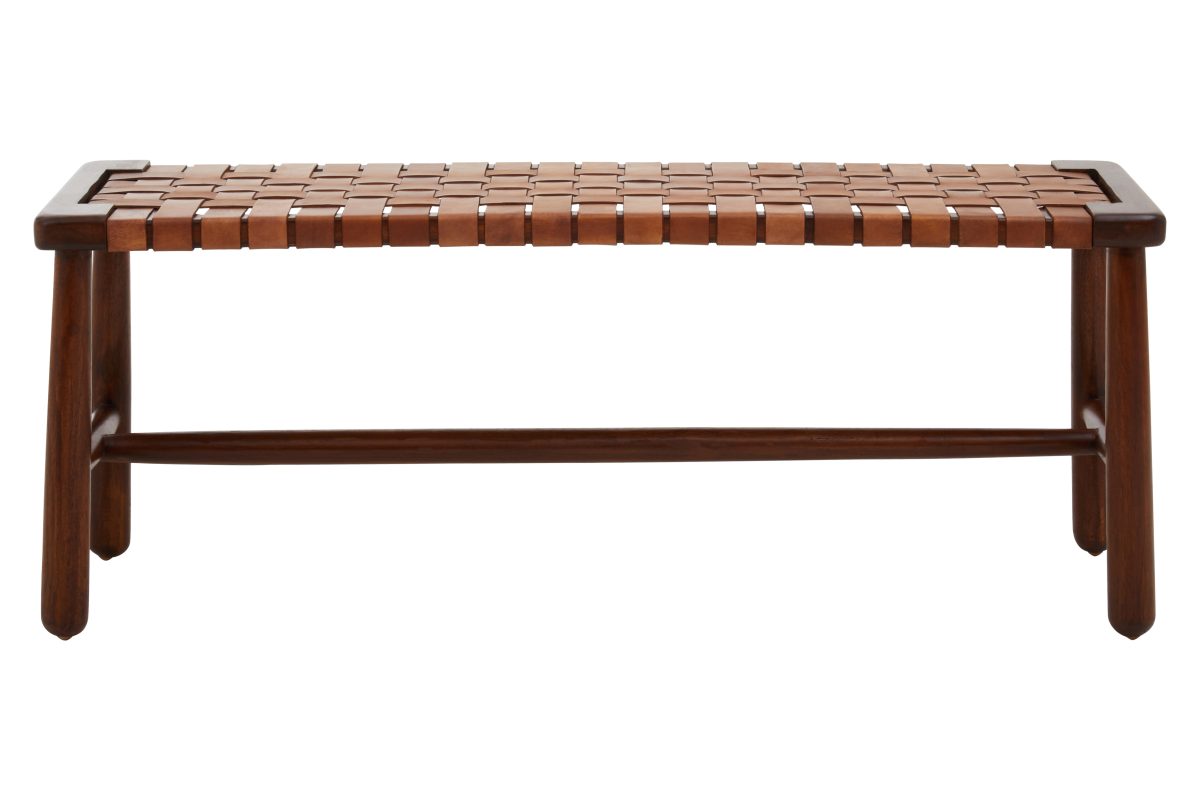 Faro Leather Weave Bench