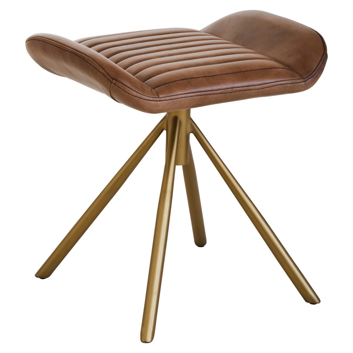 Carmel Footstool - Brown Leather
