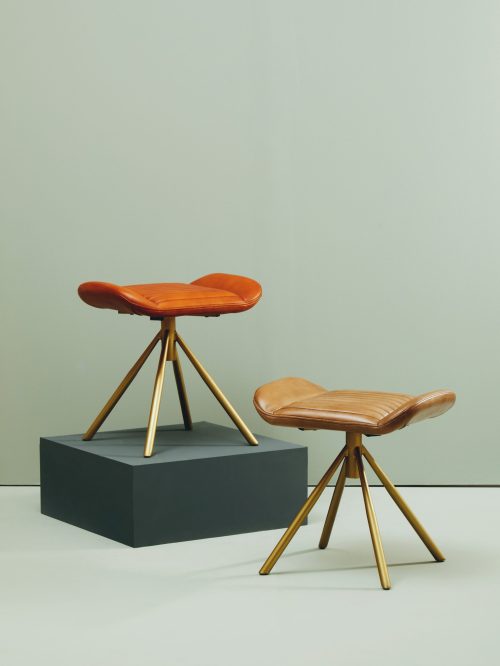 Carmel Footstool - Brown Leather