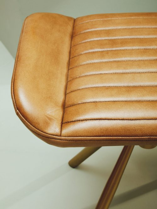 Carmel Footstool - Brown Leather