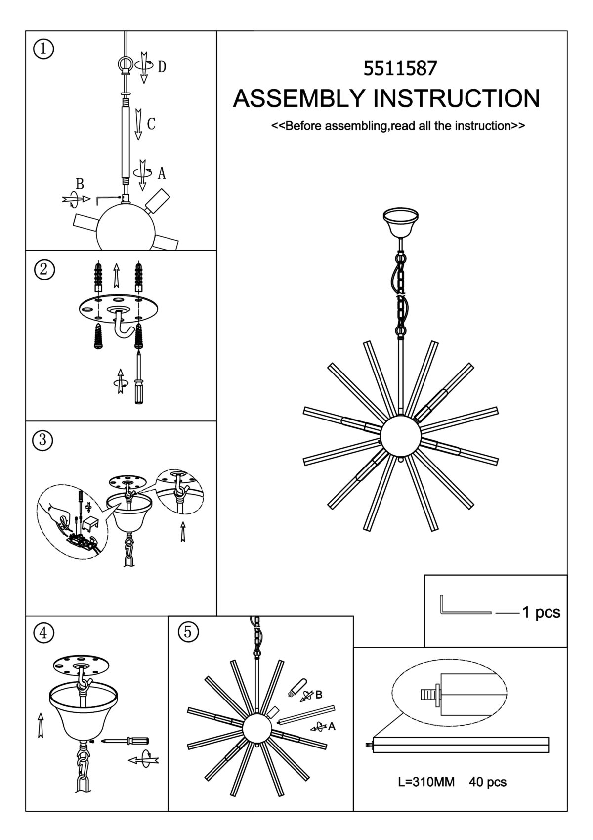 Astros Chrome and Glass Sputnik Ceiling Light
