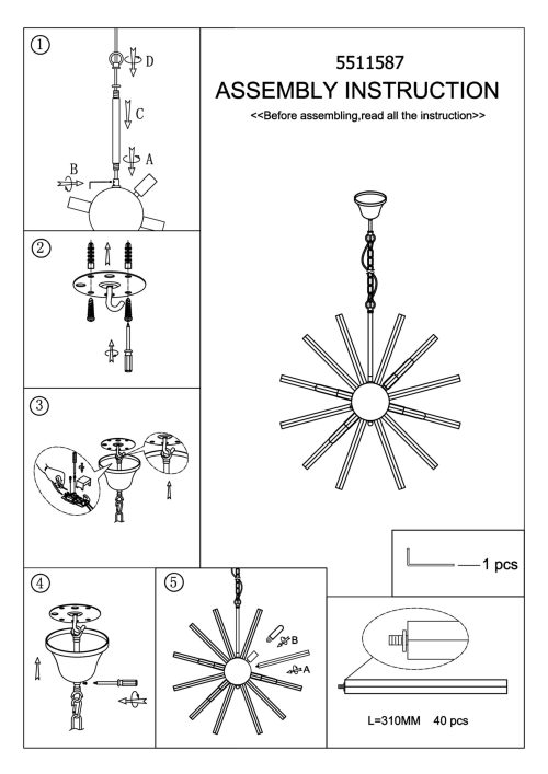 Astros Chrome and Glass Sputnik Ceiling Light