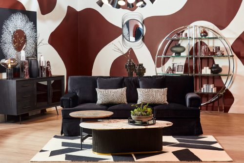 Kemp Black Marble and Smoked Glass Table Lamp