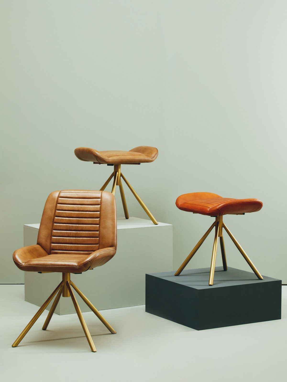 Carmel Footstool - Brown Leather