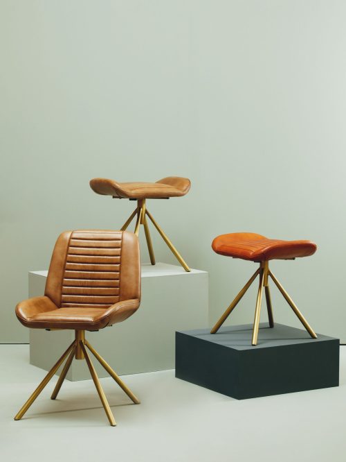 Carmel Footstool - Brown Leather