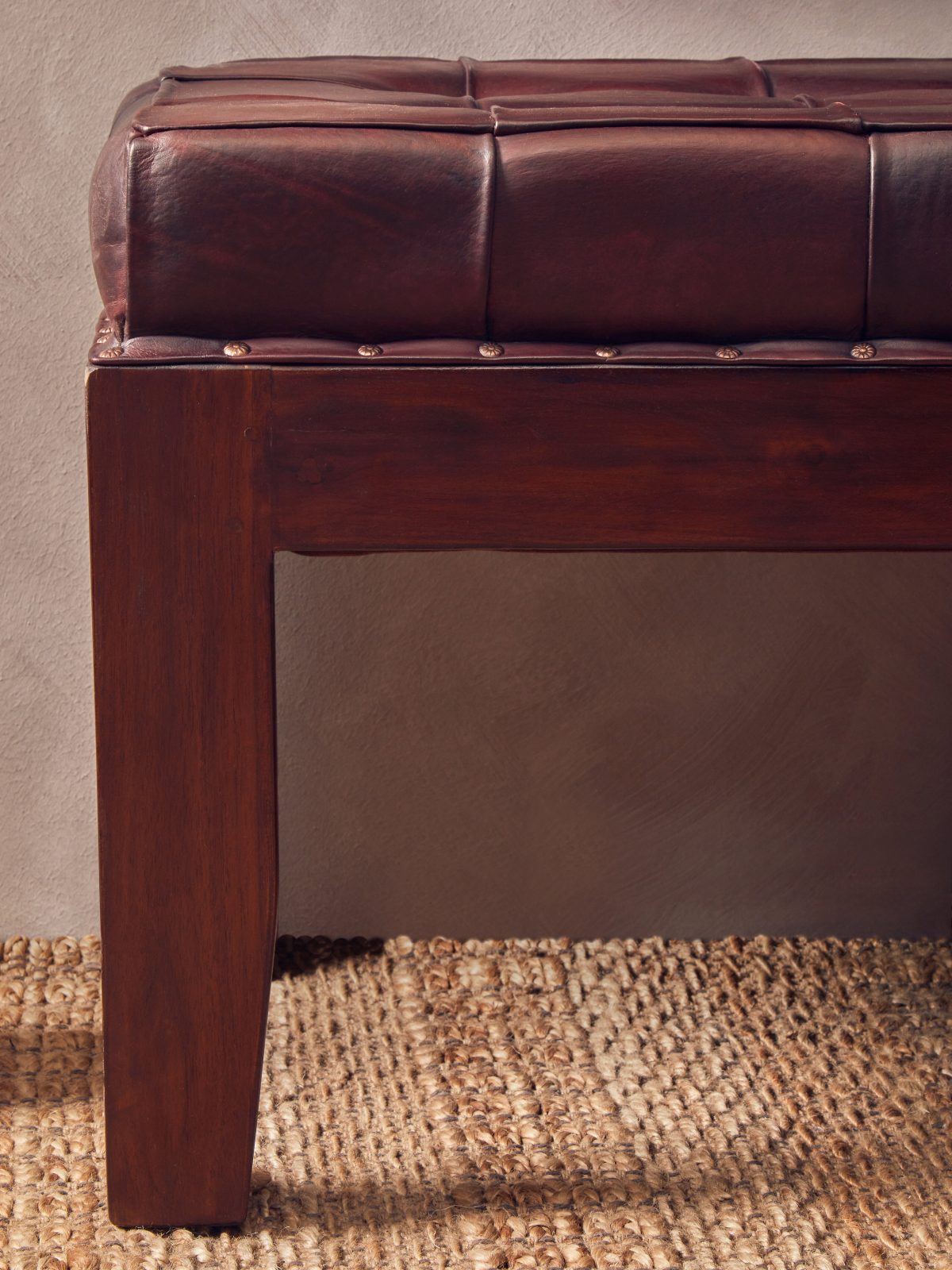 Faro Bench - Antique Brown Leather