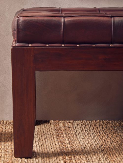 Faro Bench - Antique Brown Leather