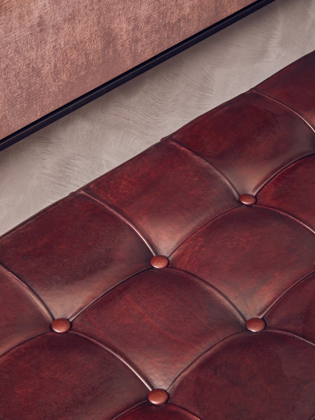 Faro Bench - Antique Brown Leather