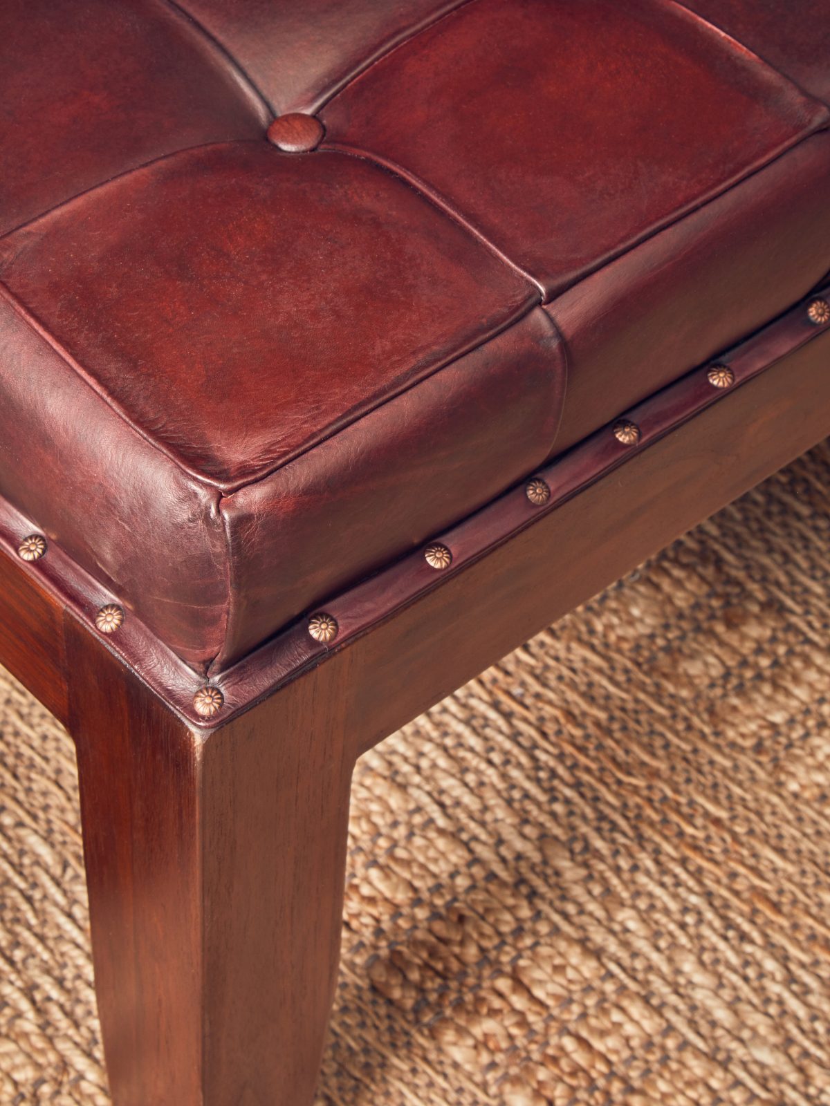 Faro Bench - Antique Brown Leather