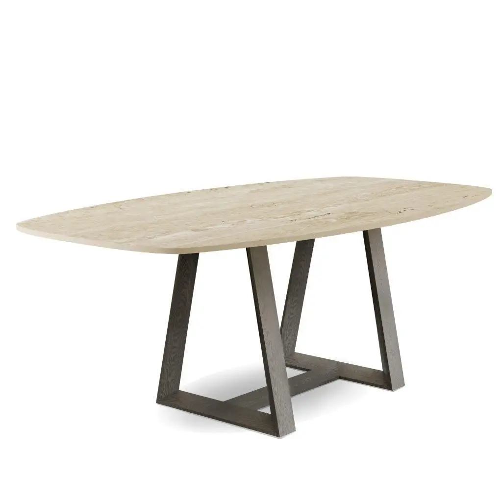 Cadiz Travertine & Oak Dining Table