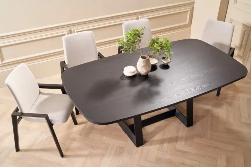 Cadiz Large Rectangular Black Oak Dining Table