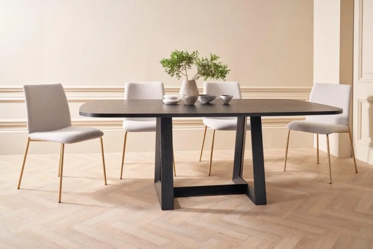 Cadiz Large Rectangular Black Oak Dining Table