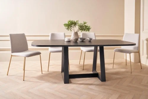 Cadiz Large Rectangular Black Oak Dining Table